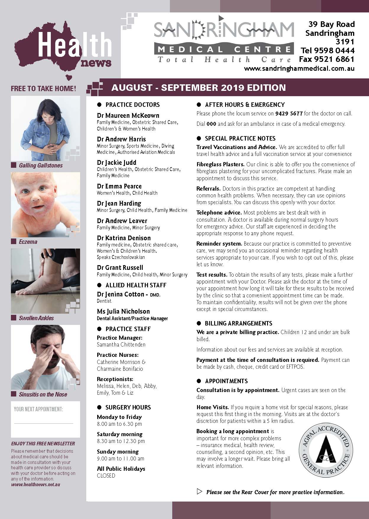 August - Sept 2019 Newsletter - Page 1